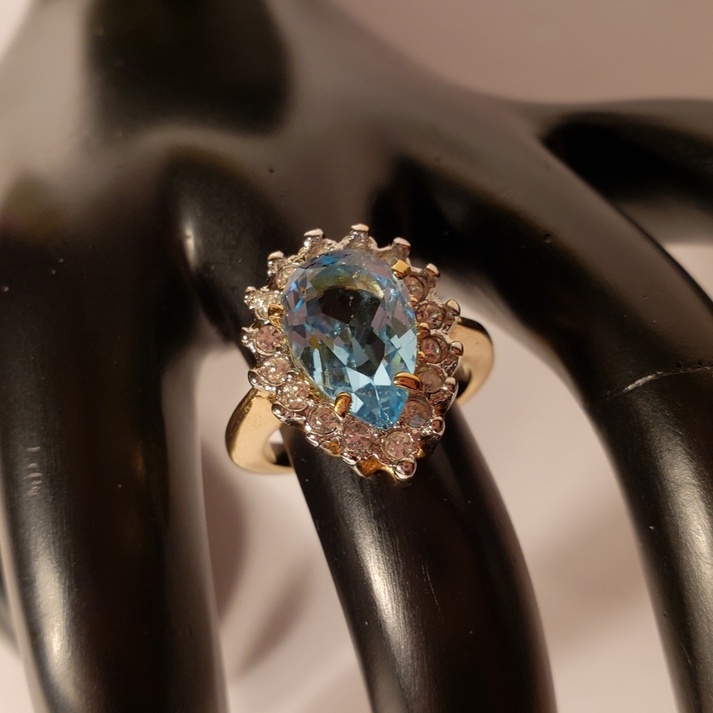 Vintage 1990s Aquamarine CZ Ring
